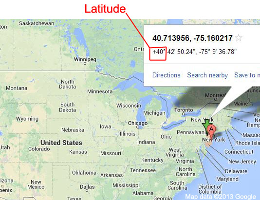 How to find latitude with google maps