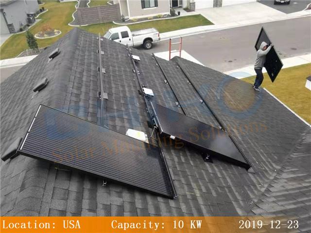USA 10KW household solar mounting system project-CHIKO Solar Asphalt Roof System
