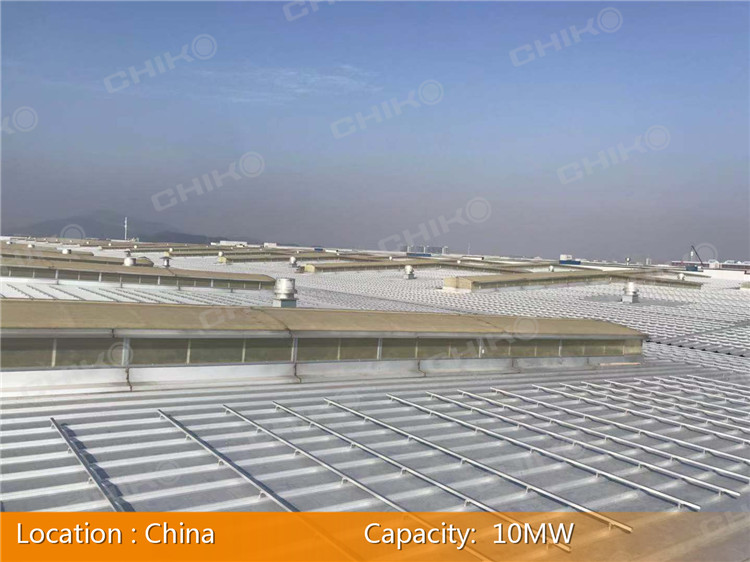 China 10 MW Metal Roof Project-CHIKO Standing Seam Solar Mounts
